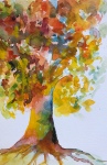 Acrylique arbres couleurs chaudes